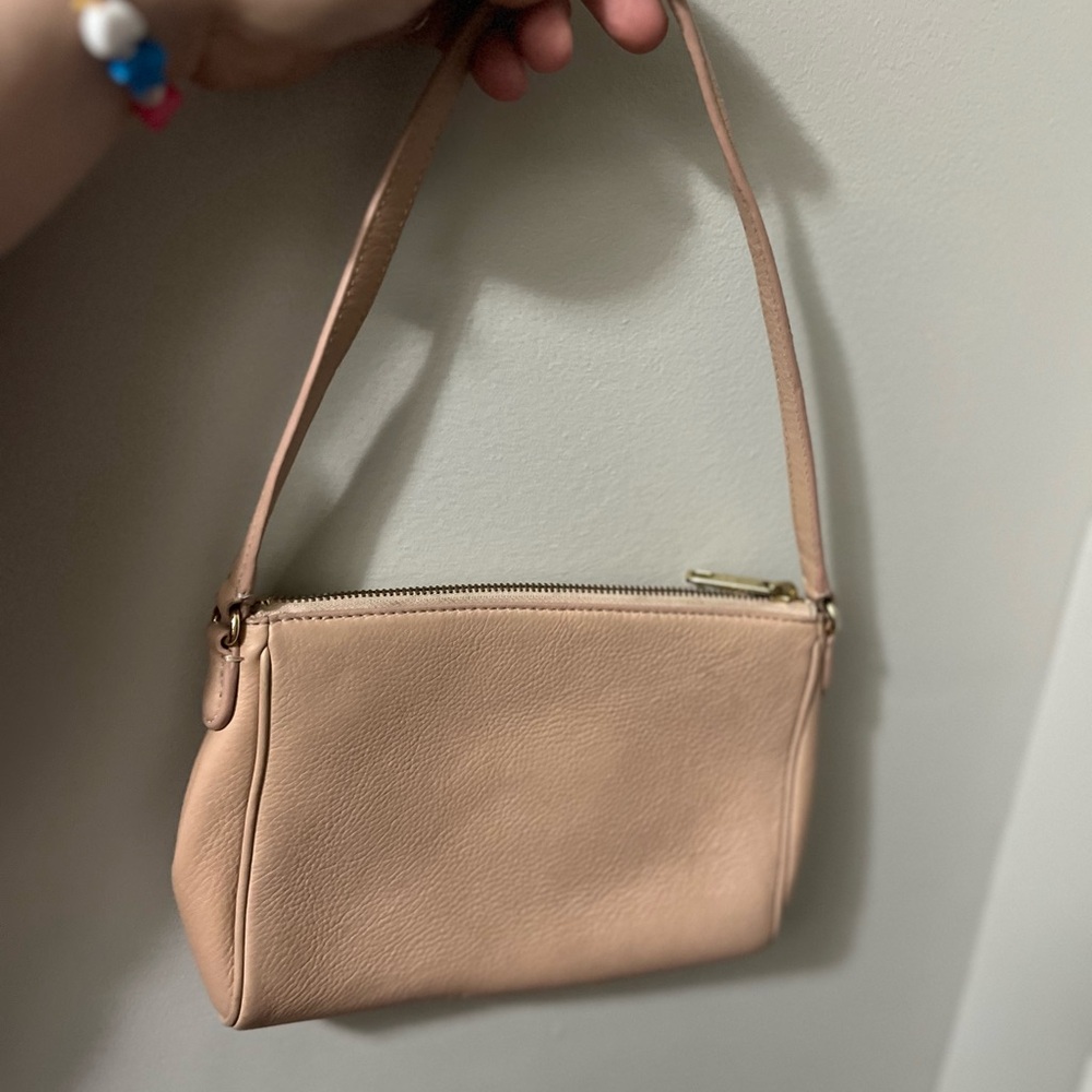 Cream Shoulder Bag with Smooth Leather Material and Compact Size